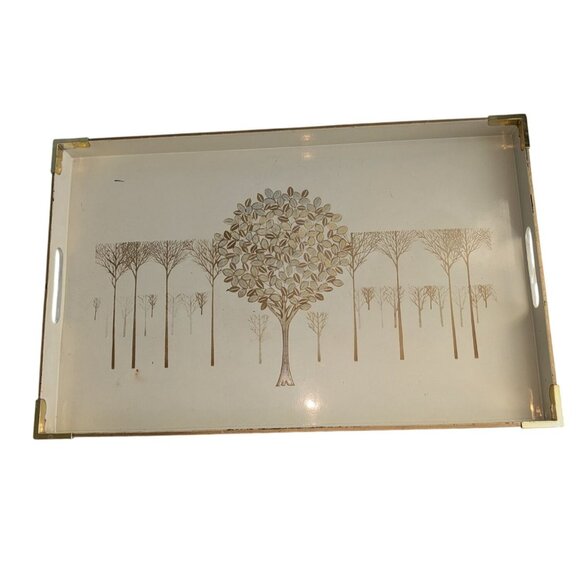 Vintage Otagiri Lacquered Wood Tray With Tree Design - Golden Mist Collection - Picture 7 of 10